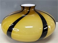 Murano Glass Vase, Cased Striped Amber Brown