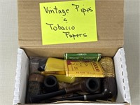 Collection of Vintage Pipes and Tobacco Papers