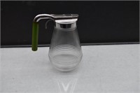 Glass Syrup Dispenser w/ Green Bakelite Handle
