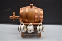 Small Whisky Barrel Dispenser w/ 6 Shot Mugs
