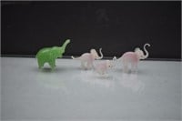 4 Miniature Glass Elephants