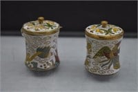 2 CloisonnÃ© Dragon & Phoenix Miniature Jars