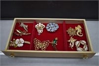 Assortment of Brooches, 1 Van Dell 12K on sterling
