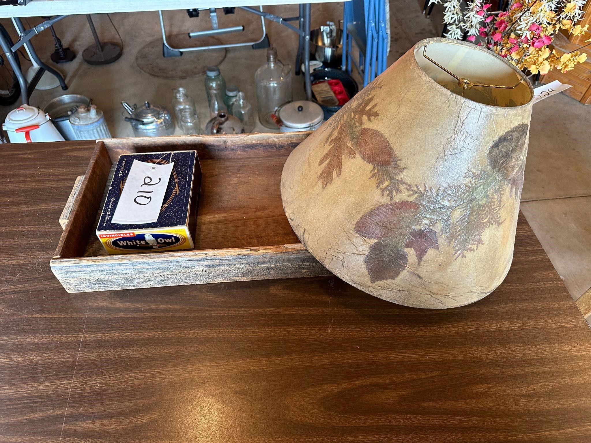 Lamp Shade, Cigar Box, Wood Tray