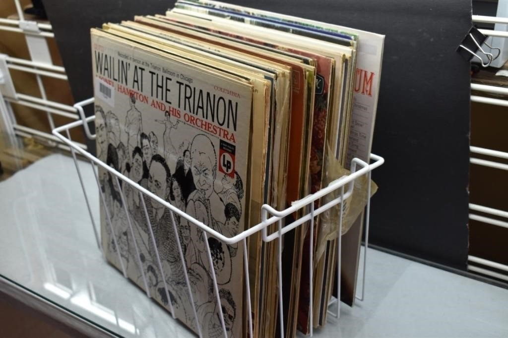 Metal Basket with Misc Albums