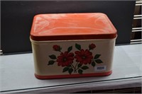 Vintage Floral Tin Breadbox