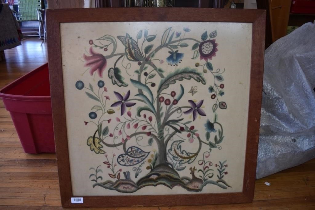 Framed Crewel Embroidery