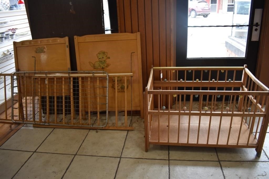 Vintage Wooden Playpen and Crib