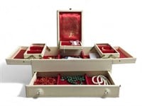 Vtg Jewelry Box,Cultured Pear, Coral, Jade