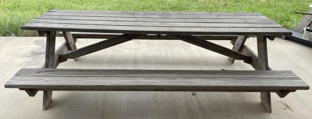 Large Heavy Wooden Outdoor Picnic Table