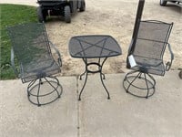 High Top Iron Patio Table & Chairs