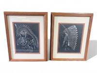 Two Native American framed artwork. Signed