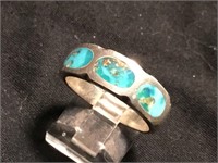 Vtg Native Sterling Silver Inlay Ring Size 9
