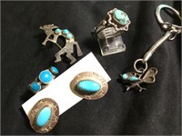 Sterling & Turquoise Native American Jewelry Lot