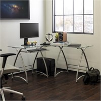 Contemporary Corner Computer Desk - Silver