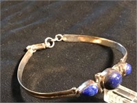 Sterling Silver & Blue Lapis Stone Bracelet