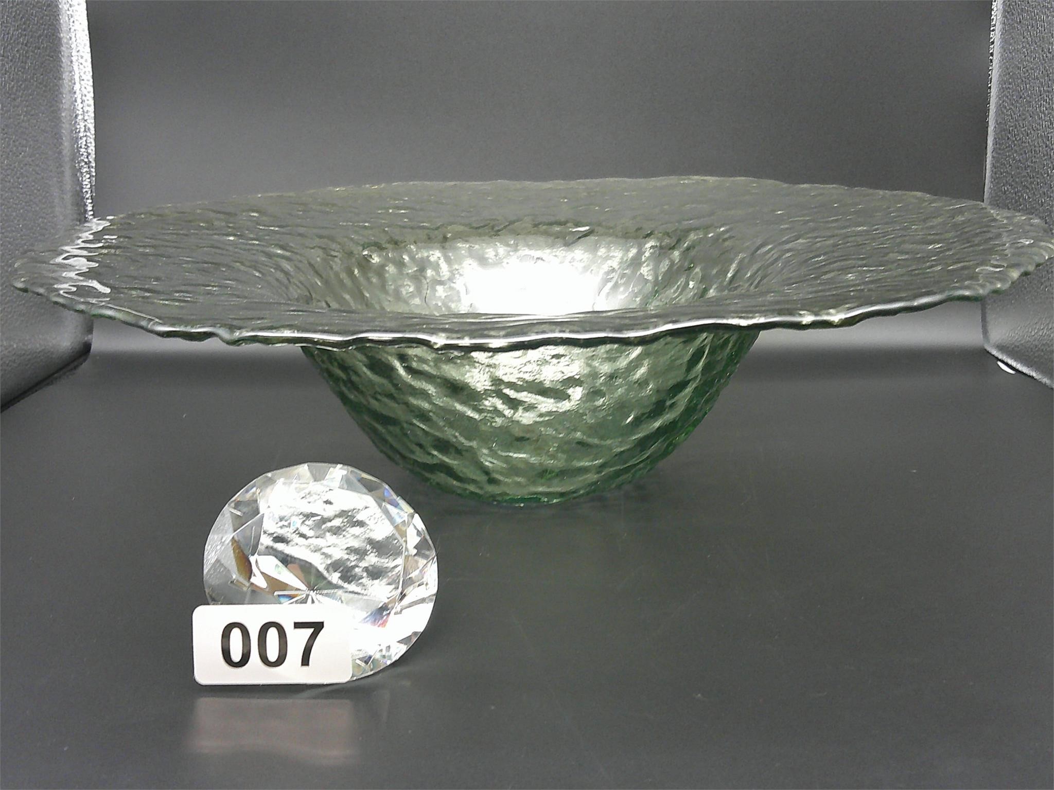 Large textured glass console bowl