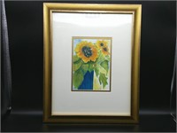 Framed Original Sunflower Print Lynn Smith