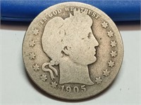 OF) Better date 1905 S silver Barber quarter