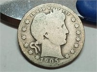 OF) Better date 1905 silver Barber quarter