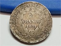 OF) 1871 France silver 2 Francs