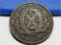 OF) 1842 Bank of Montreal half penny Bank token