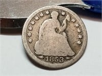OF) 1853 seated liberty silver half dime