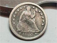 OF) 1853 seated liberty silver half dime