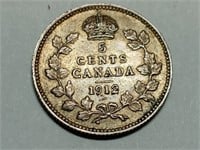 OF) Nice 1912 Canada silver five cents