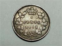 OF) 1901 Canada silver 5 cents