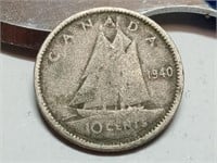 OF) 1940 Canada silver 10 cents