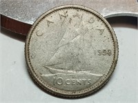 OF) 1958 Canada silver 10 cents