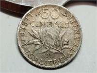 OF) 1917 France silver 50 centimes