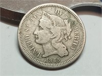 OF) 1865 us 3 cent nickel