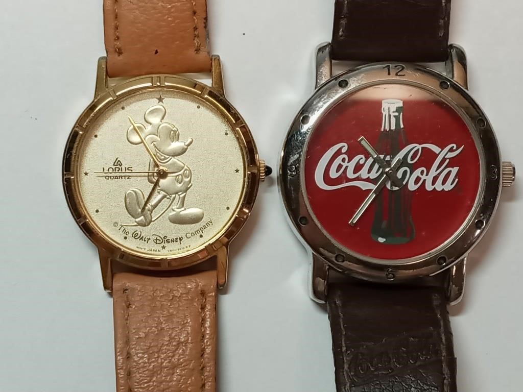 OF) Mickey mouse and Coca-Cola watches, needs
