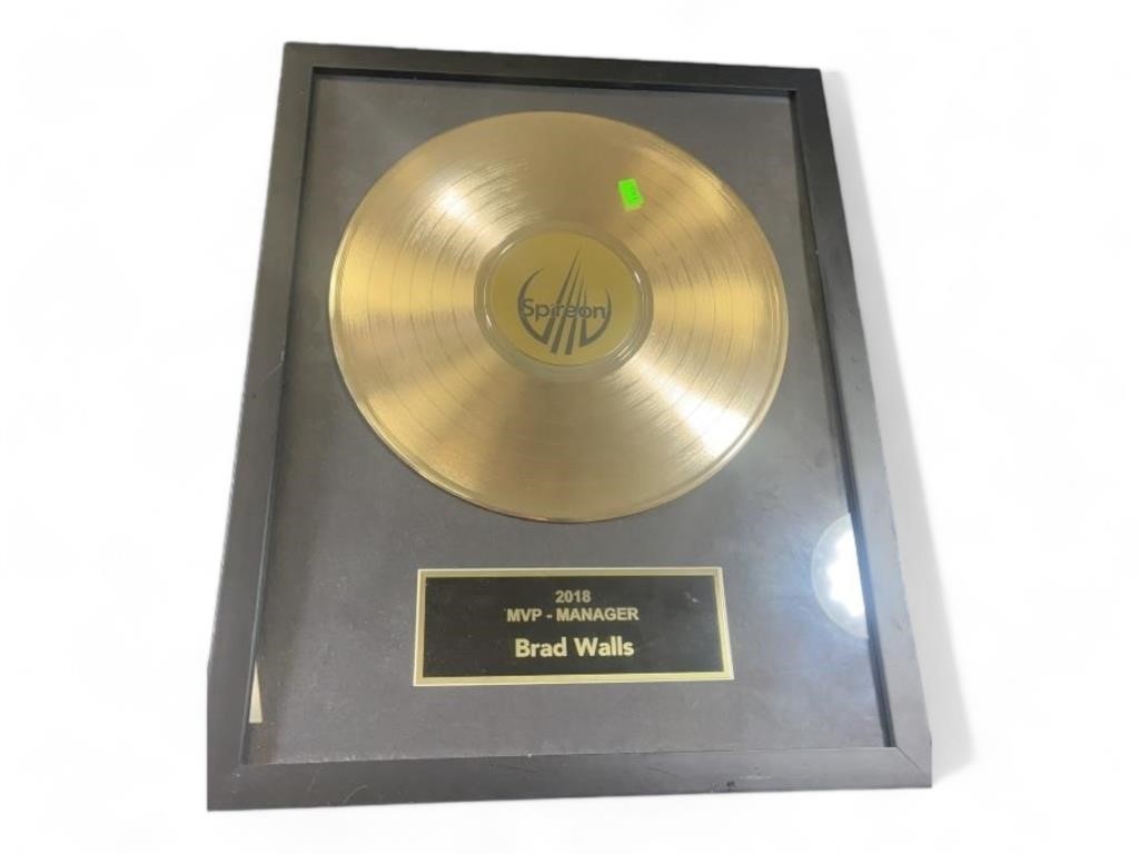 Spireon gold vinyl award 2018 MVP Manager Brad