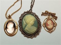 OF) Three Cameo pendants