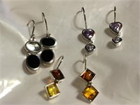 Lot Of 3 Pairs Of Fashion Earrings 1 Marked 925