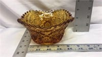 F13) VINTAGE AMBER NUT/CANDY OPEN DISH, GORGEOUS
