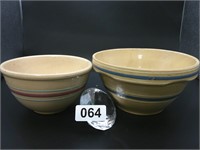 2 old stoneware bowls some damage
