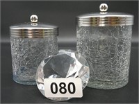 Crackle glass vanity jars