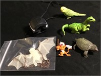 Lot W/ Rubber Animals & Bat Necklace