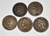 (5) Pre 1900 Indian Head Cents