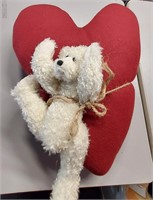 Stuffed heart with a white bear attached