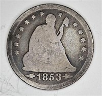 1853-Rays n Arrows Seated Liberty Quarter-$43 CPG