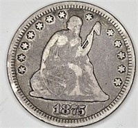 1875 Seated Liberty Quarter - $39 CPG
