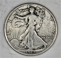 1917 Obv. S Walking Liberty Half Dollar