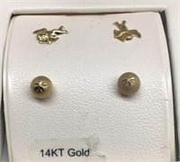 OF) NEW IN BOX 2 PAIR OF 14KT GOLD EARRINGS