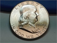 OF) BU 1960 Franklin silver half dollar