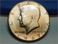UNC 1967 Kennedy silver half dollar